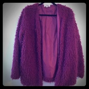Charlotte Russe magenta faux fur sherpa jacket